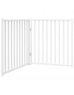 Cancello Cani Pieghevole 2 Pannelli Bianco 160cm Massello Abete 2