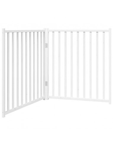 Cancello Cani Pieghevole 2 Pannelli Bianco 160cm Massello Abete