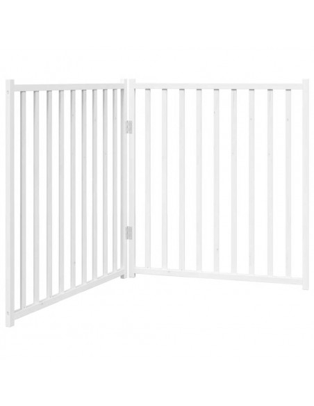 Cancello Cani Pieghevole 2 Pannelli Bianco 160cm Massello Abete