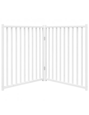 Cancello Cani Pieghevole 2 Pannelli Bianco 160cm Massello Abete