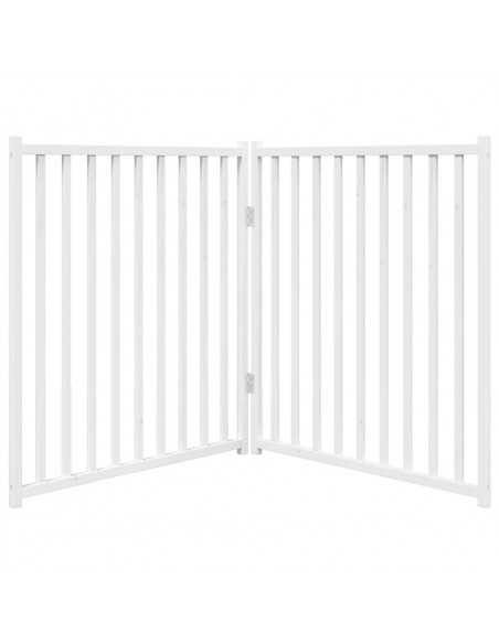 Cancello Cani Pieghevole 2 Pannelli Bianco 160cm Massello Abete