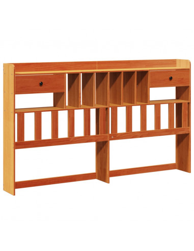 Testiera con Ripiani Marrone Cera 180 cm in Legno di Pino