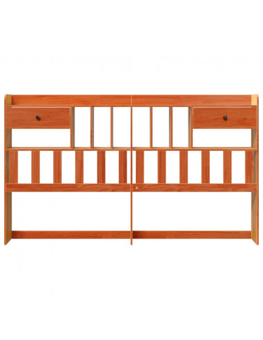 Testiera con Ripiani Marrone Cera 180 cm in Legno di Pino