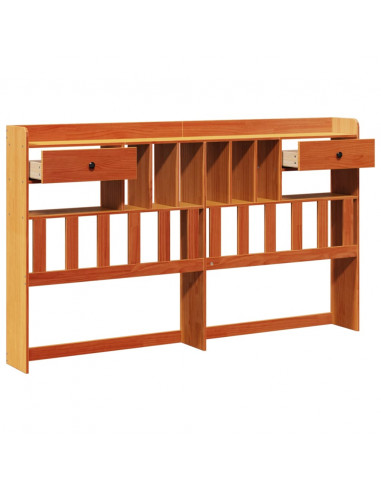 Testiera con Ripiani Marrone Cera 180 cm in Legno di Pino