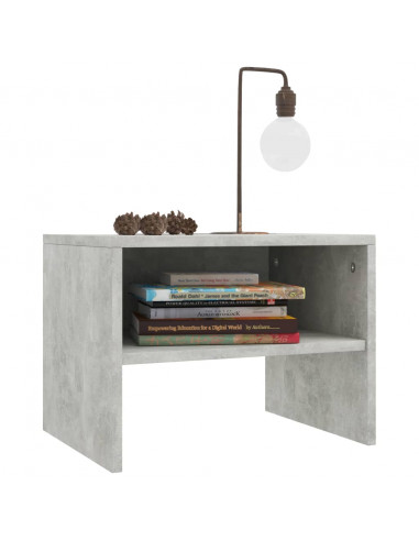 Comodino Grigio Cemento 40x30x30 cm in Legno Multistrato
