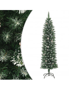 Albero di Natale Artificiale Sottile con Base 210 cm PVC 2