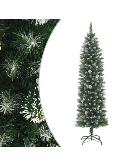 Albero di Natale Artificiale Sottile con Base 210 cm PVC