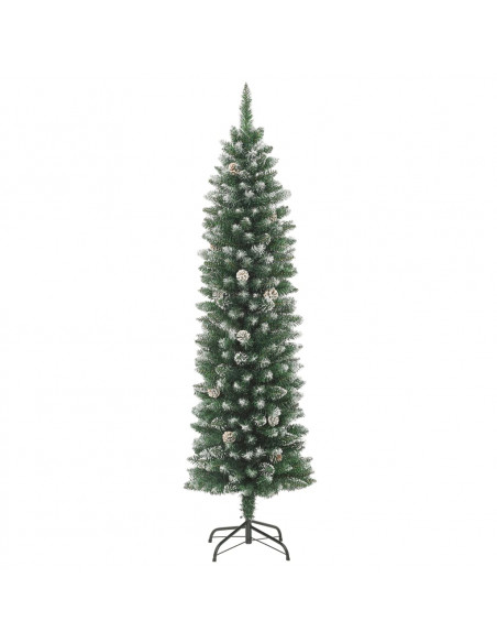 Albero di Natale Artificiale Sottile con Base 210 cm PVC