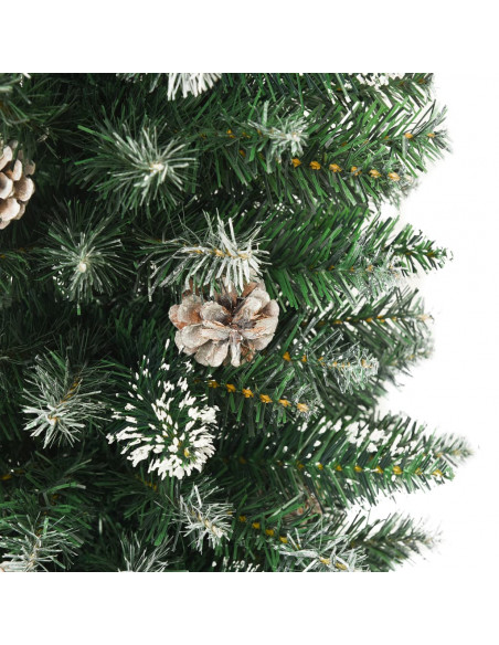 Albero di Natale Artificiale Sottile con Base 210 cm PVC