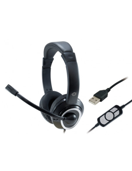 Conceptronic POLONA Auricolare Cablato A Padiglione Musica e Chiamate USB tipo A Nero