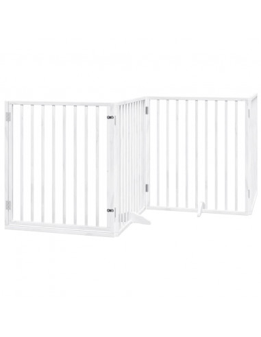 Cancello Cani Porta Pieghevole Bianco 12 Pannelli 640 cm Pioppo