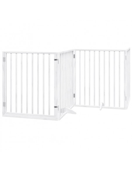 Cancello Cani Porta Pieghevole Bianco 12 Pannelli 640 cm Pioppo