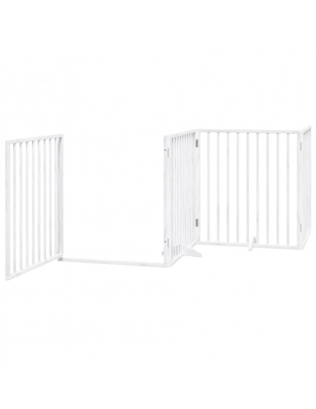 Cancello Cani Porta Pieghevole Bianco 12 Pannelli 640 cm Pioppo