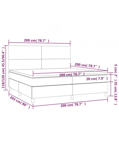 Giroletto a Molle con Materasso Blu 200x200 cm in Tessuto