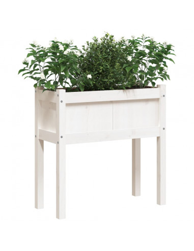 Fioriera da Giardino con Gambe Bianca 70x31x70 cm Massello Pino