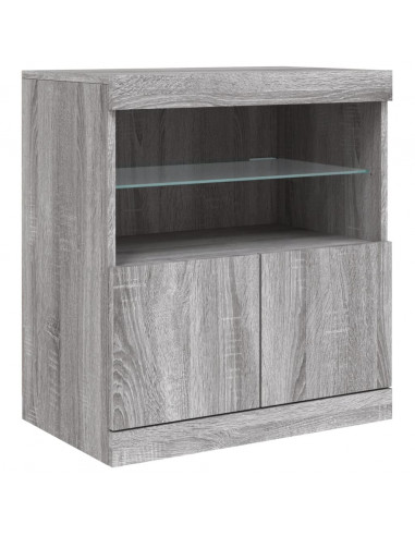 Credenza con Luci LED Grigio Sonoma 142,5x37x67 cm