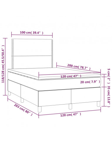 Giroletto a Molle con Materasso Blu Scuro 120x200 cm in Velluto