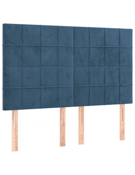 Giroletto a Molle con Materasso Blu Scuro 140x190 cm in Velluto