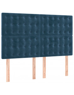 Giroletto a Molle con Materasso Blu Scuro 140x190 cm in Velluto 2