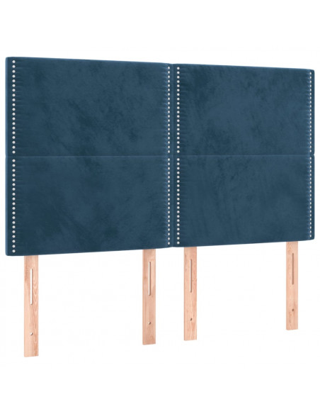 Giroletto a Molle con Materasso Blu Scuro 140x190 cm in Velluto