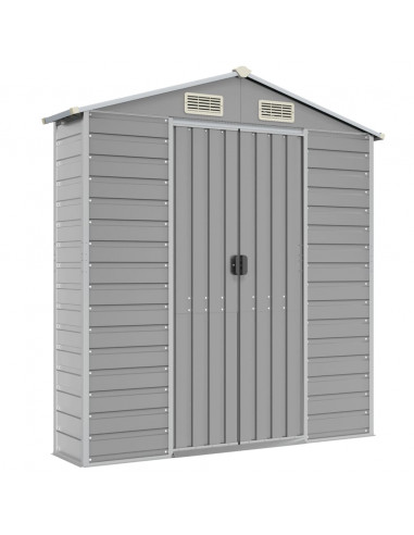 Capanno da Giardino Grigio Chiaro 191x640x198cm Acciaio Zincato