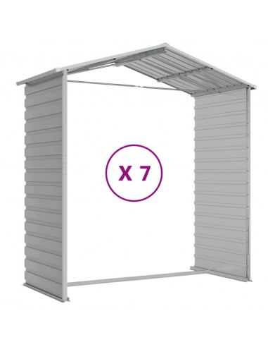 Capanno da Giardino Grigio Chiaro 191x640x198cm Acciaio Zincato