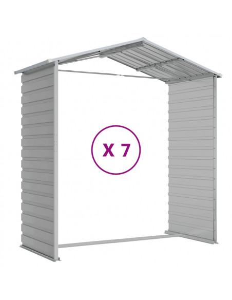 Capanno da Giardino Grigio Chiaro 191x640x198cm Acciaio Zincato