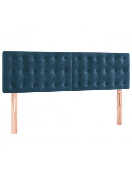 Giroletto a Molle con Materasso Blu Scuro 140x190 cm in Velluto