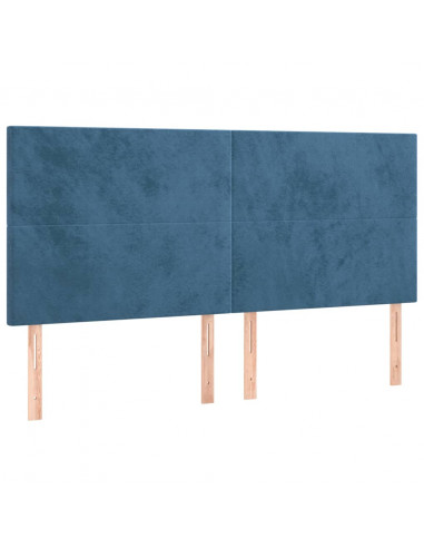 Giroletto a Molle con Materasso Blu Scuro 200x200 cm in Velluto