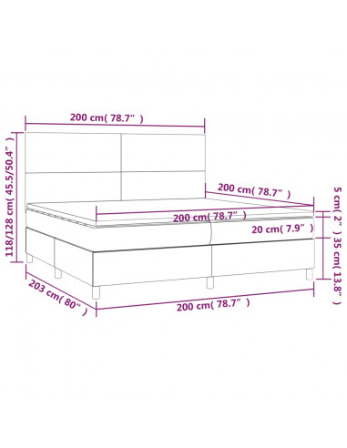 Giroletto a Molle con Materasso Blu Scuro 200x200 cm in Velluto