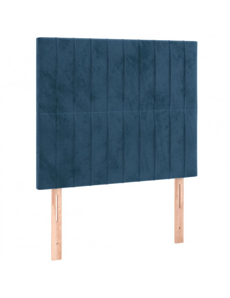 Giroletto a Molle con Materasso Blu Scuro 90x190 cm in Velluto