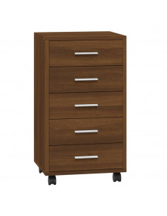 Cassettiera con Ruote rovere marrone in Legno Multistrato 2