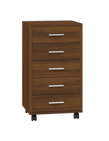 Cassettiera con Ruote rovere marrone in Legno Multistrato