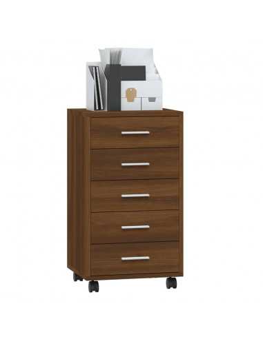 Cassettiera con Ruote rovere marrone in Legno Multistrato