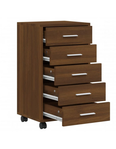 Cassettiera con Ruote rovere marrone in Legno Multistrato