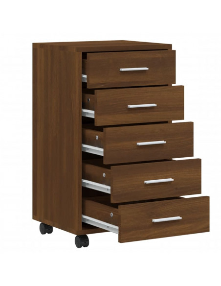 Cassettiera con Ruote rovere marrone in Legno Multistrato