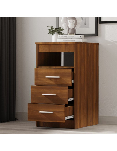 Cassettiera Rovere Marrone 40x50x76 cm in Legno Multistrato