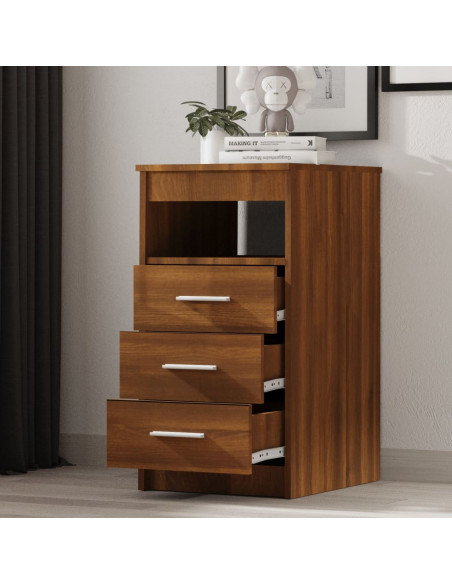 Cassettiera Rovere Marrone 40x50x76 cm in Legno Multistrato
