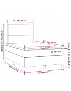 Giroletto a Molle con Materasso Crema 120x200 cm in Tessuto