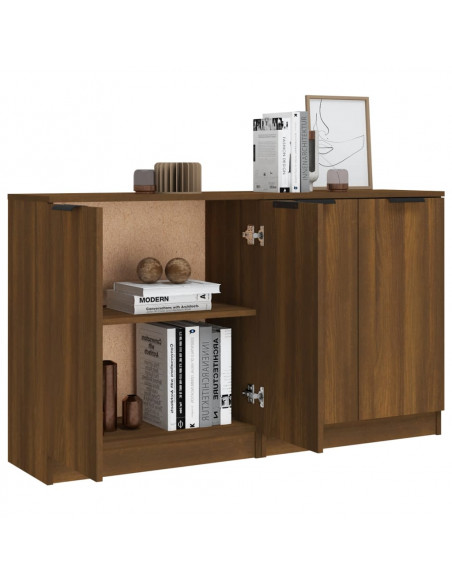 Credenze 2 pz Rovere Marrone 60x30x70 cm in Legno Multistrato