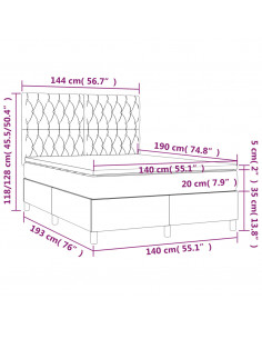 Giroletto a Molle con Materasso Crema 140x19 cm in Tessuto 2