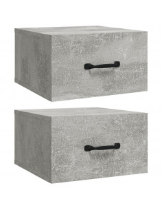 Comodini a Muro 2 pz Grigio Cemento 35x35x20 cm 2