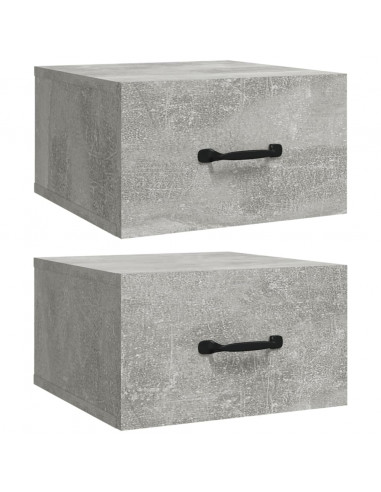 Comodini a Muro 2 pz Grigio Cemento 35x35x20 cm