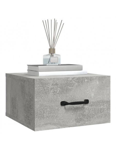 Comodini a Muro 2 pz Grigio Cemento 35x35x20 cm