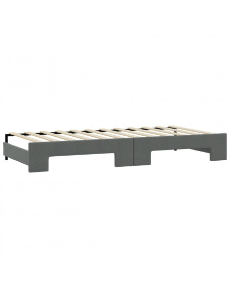 Divano Letto Estraibile Cassetti Grigio Scuro 90x200cm Tessuto