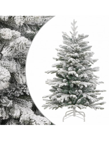 Albero Natale Artificiale Incernierato con Neve Fioccata 120 cm