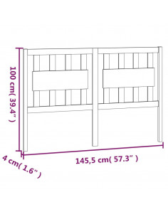 Testiera per Letto Miele 145,5x4x100 cm Legno Massello di Pino