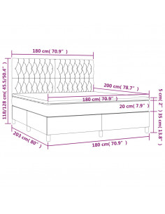 Giroletto a Molle con Materasso Crema 180x200 cm in Tessuto 2