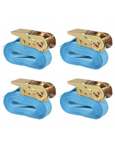 Cinghie d’Ancoraggio 4 pz a Cricchetto 0,8 T 6mx25mm Blu 2