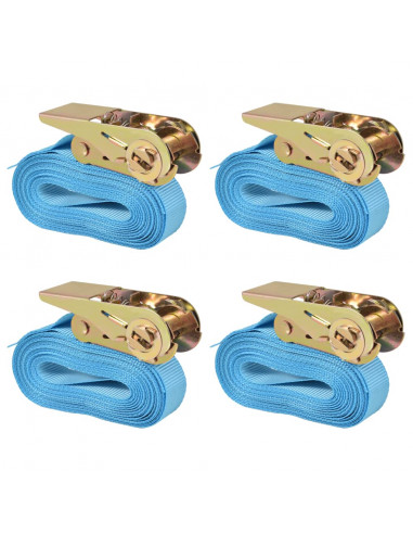 Cinghie d’Ancoraggio 4 pz a Cricchetto 0,8 T 6mx25mm Blu